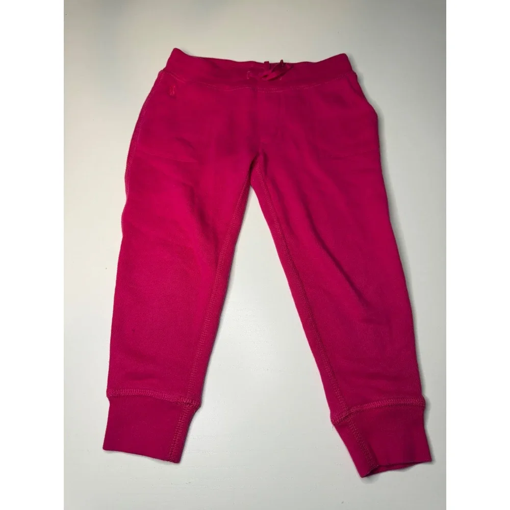 Polo Ralph Lauren Toddler Girls Pink Fleece Jogger Sweatpants Size 3 3T